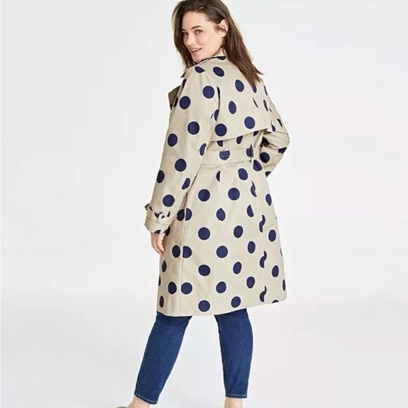 On 34th Plus Size Polka Dot Trench Coat - Picture 4 of 8